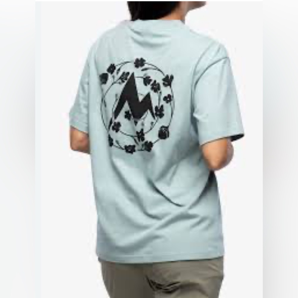 Marmot Earth Day Heavyweight UniSex Crew Tshirt, Light Blue, Size XL